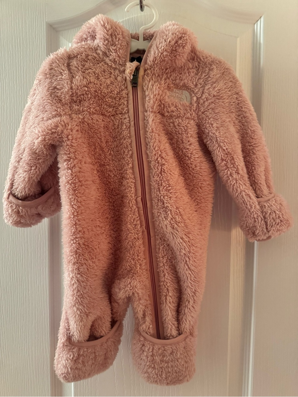 The North Face Blush Pink Sherpa Infant One-Piece